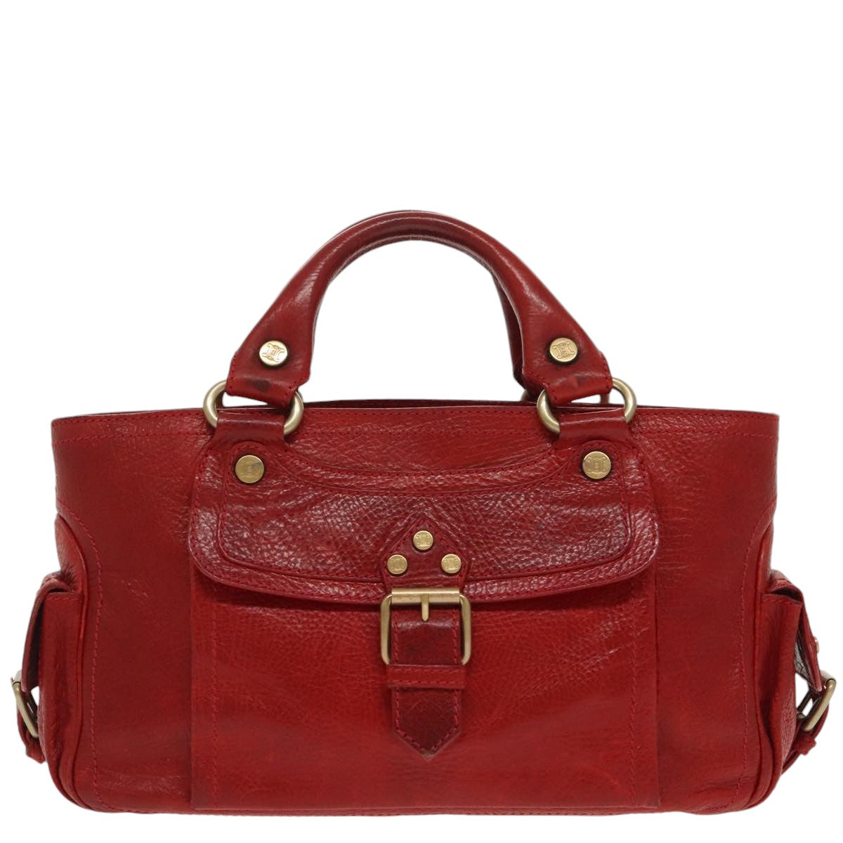 CELINE Hand Bag Leather Red Auth ep6470