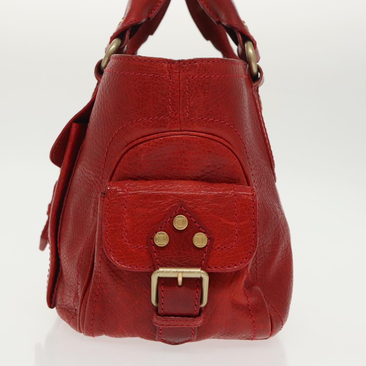 CELINE Hand Bag Leather Red Auth ep6470