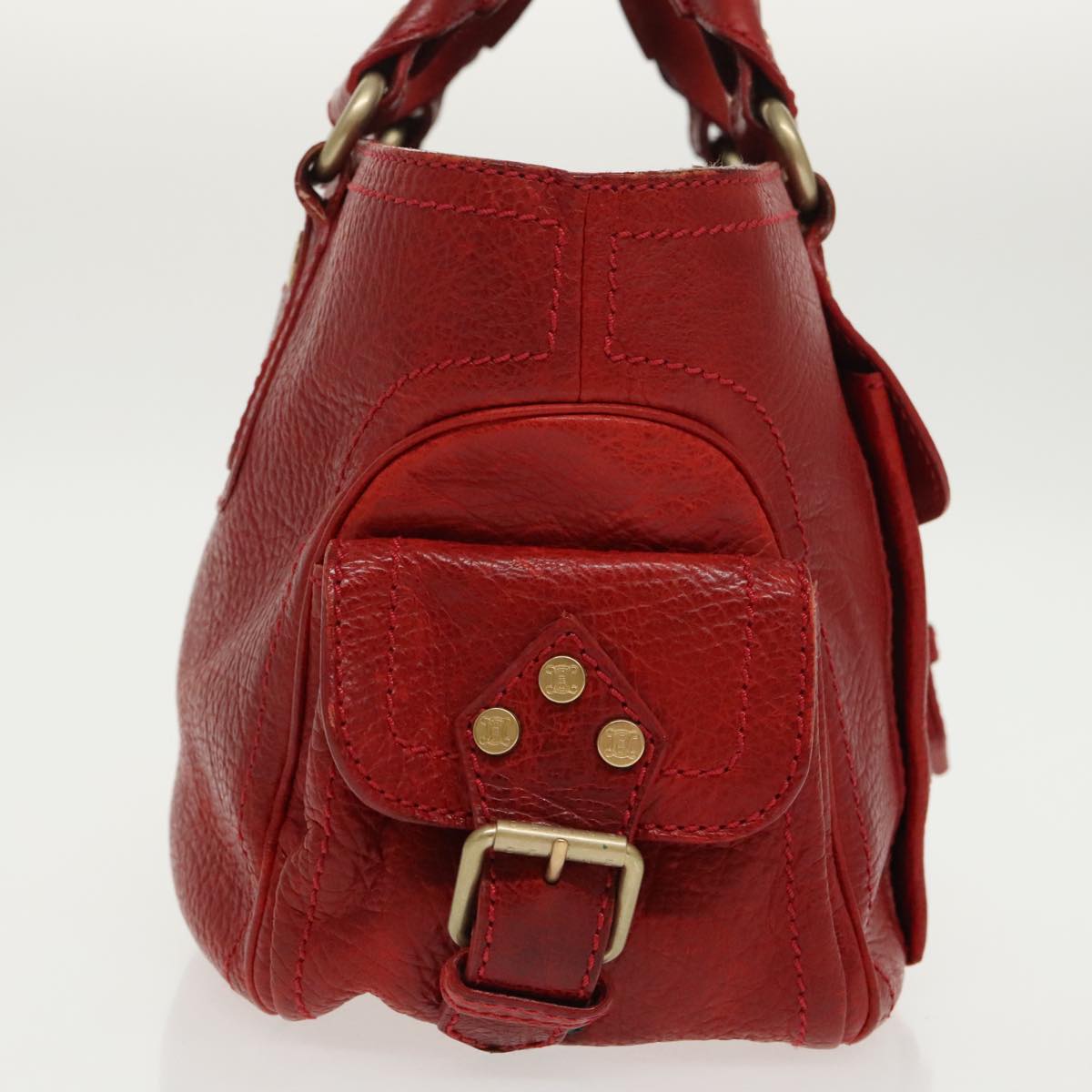 CELINE Hand Bag Leather Red Auth ep6470