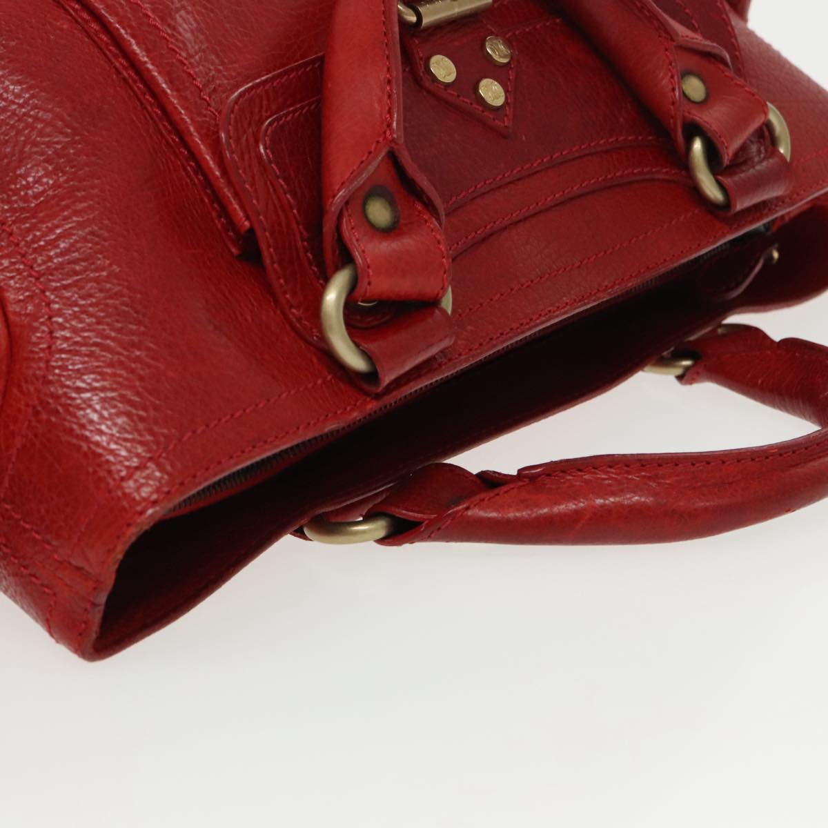 CELINE Hand Bag Leather Red Auth ep6470