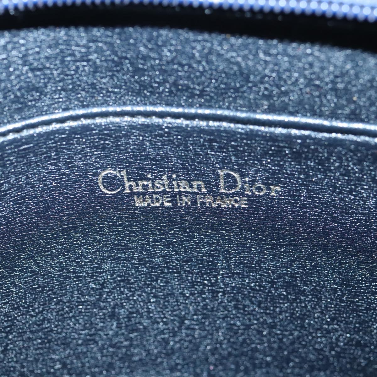 Christian Dior Trotter Canvas Shoulder Bag Navy Gold Auth ep6477