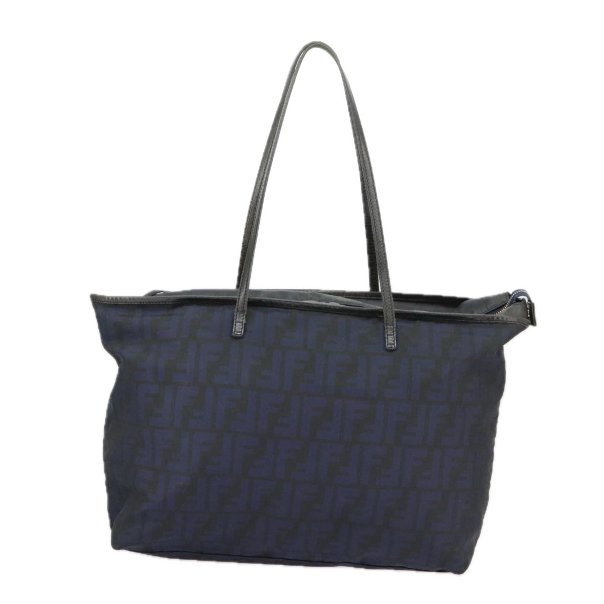 FENDI Zucca Canvas Tote Bag Gold Navy Auth ep6478