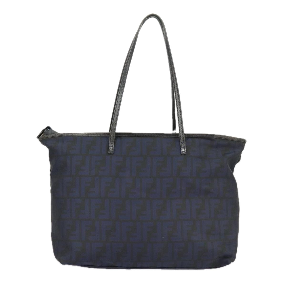 FENDI Zucca Canvas Tote Bag Gold Navy Auth ep6478