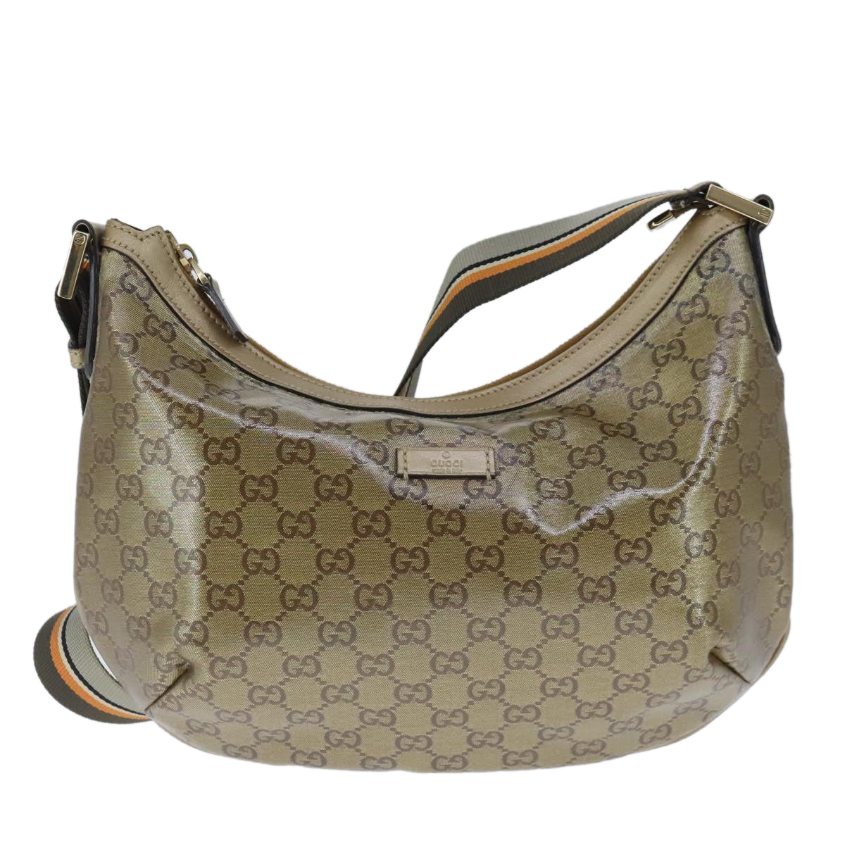 GUCCI GG Crystal Sherry Line Bag Coated Canvas Gold Tone 181092 Auth ep6508