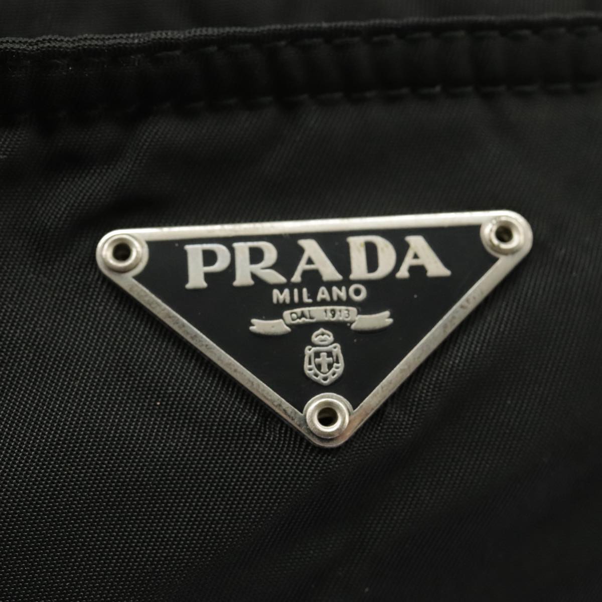 PRADA Shoulder Bag Nylon Black Silver Auth ep6545