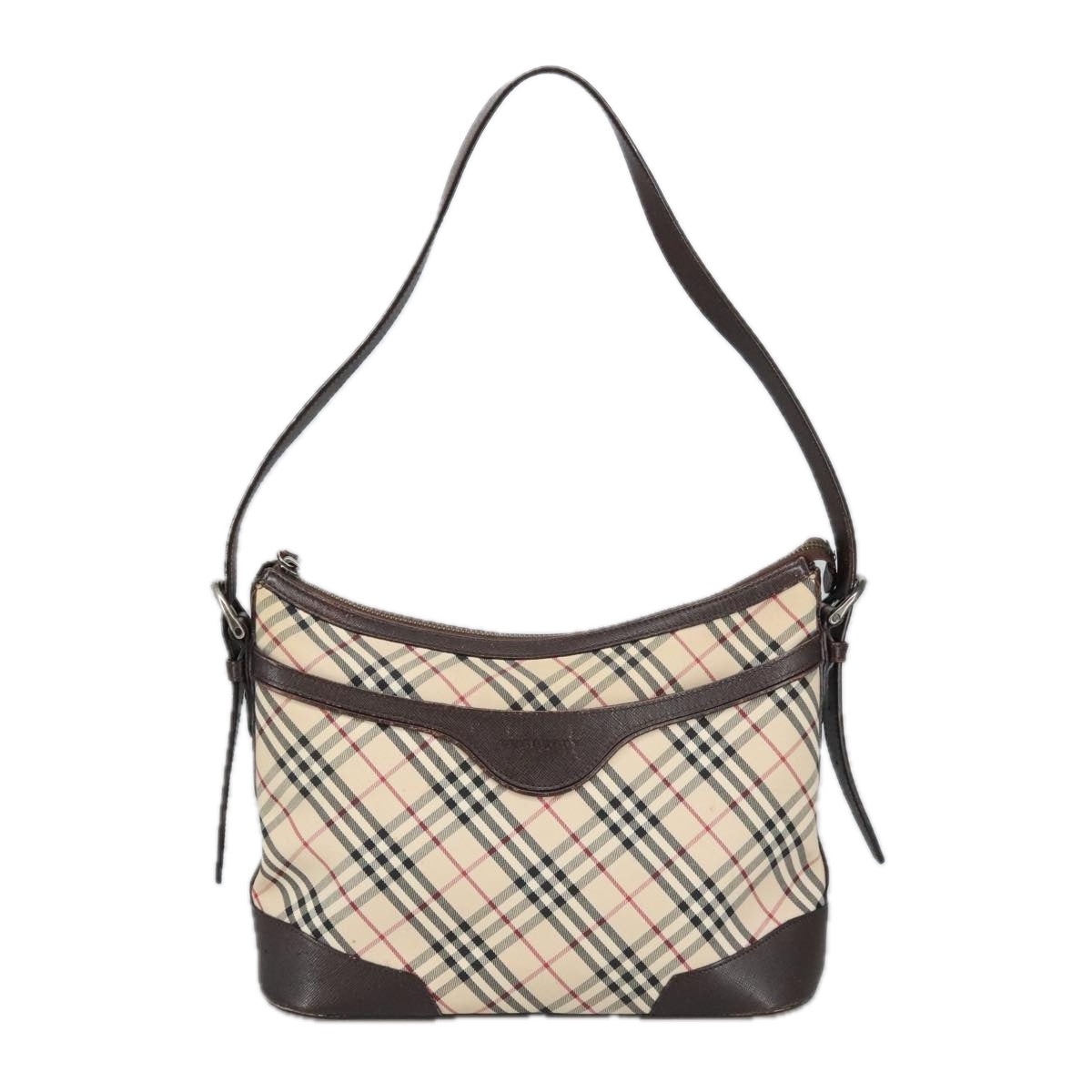 BURBERRY Nova Check Shoulder Bag Canvas Leather Beige Auth ep6559