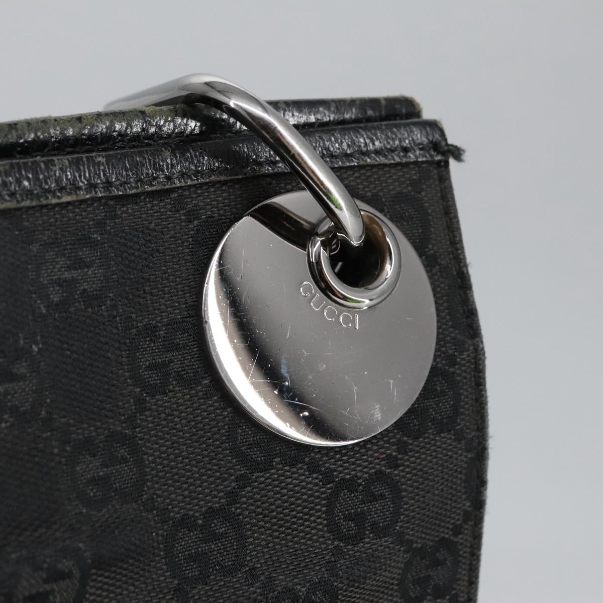 GUCCI GG Canvas Shoulder Bag Black Silver 120841 Auth ep6562