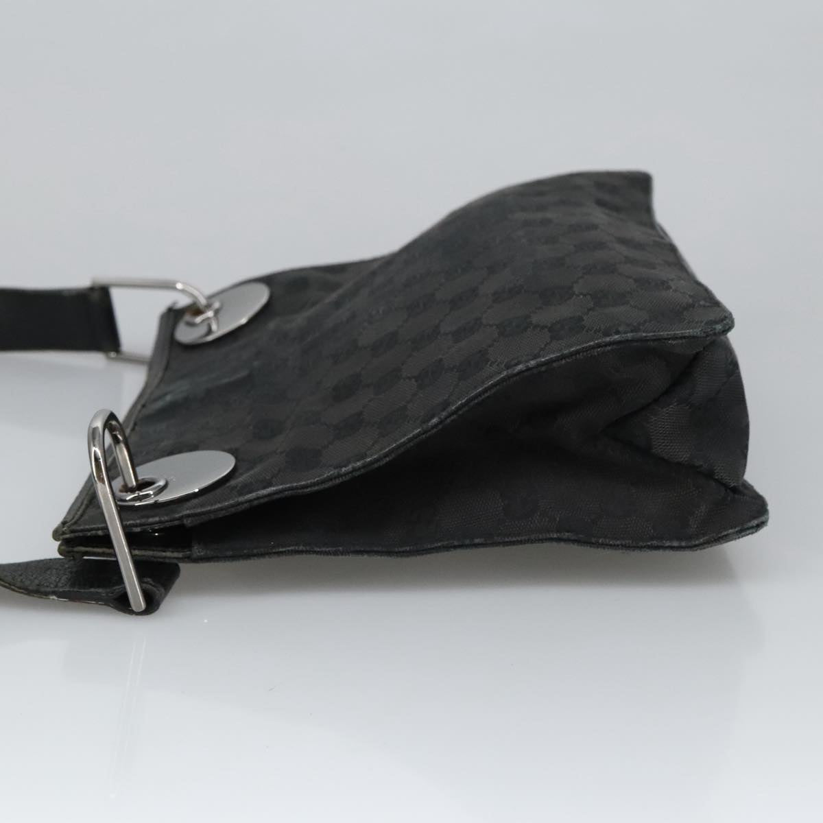 GUCCI GG Canvas Shoulder Bag Black Silver 120841 Auth ep6562