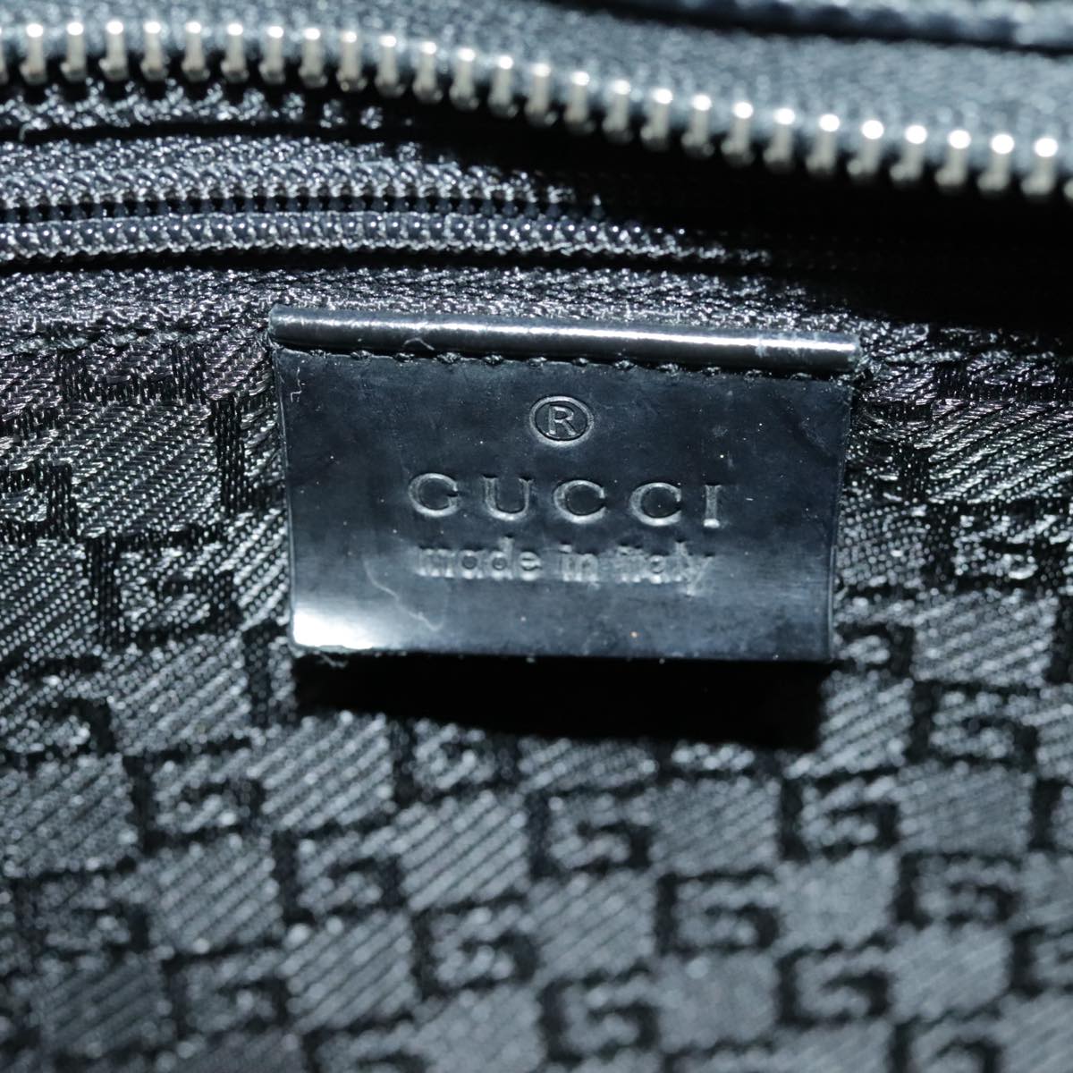 GUCCI Tote Bag Patent leather Black Silver 002 1133 Auth ep6570