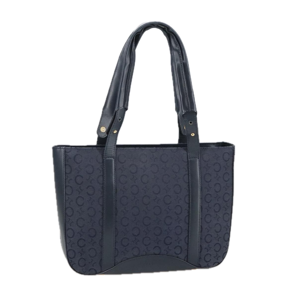 CELINE C Macadam Canvas Tote Bag Navy Gold Auth ep6572