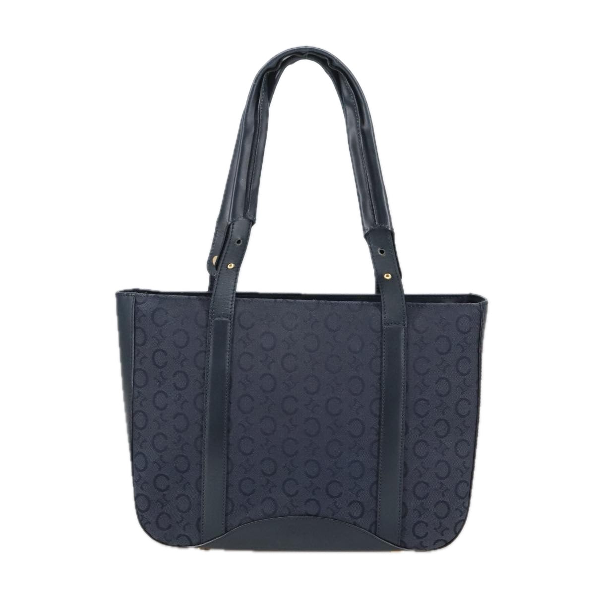 CELINE C Macadam Canvas Tote Bag Navy Gold Auth ep6572