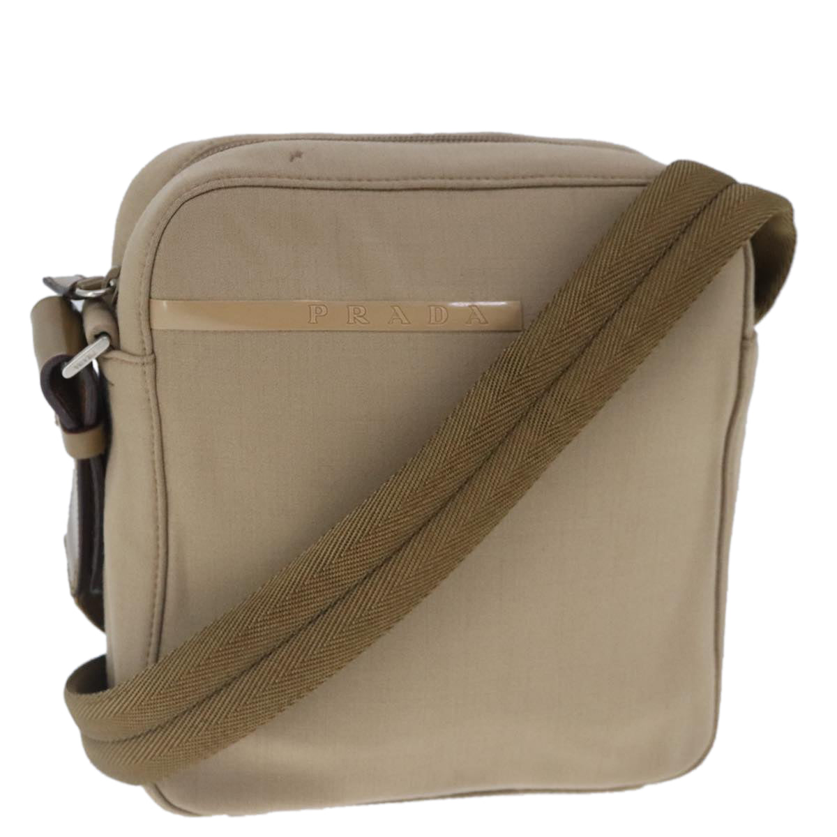 PRADA Sports Shoulder Bag Canvas Beige Auth ep6575