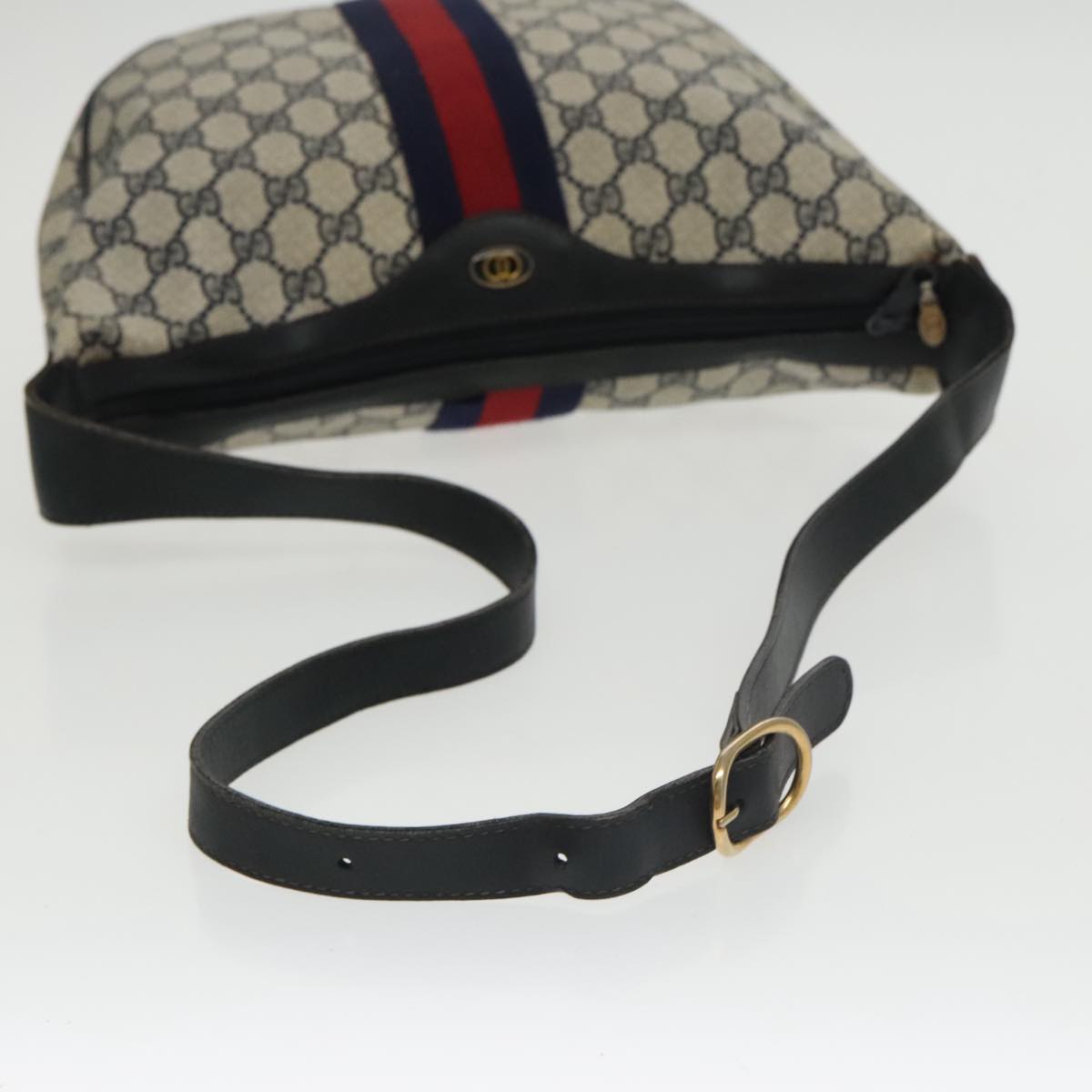 GUCCI GG Supreme Sherry Line Shoulder Bag PVC Navy Red 10 2 3840 Auth ep6578