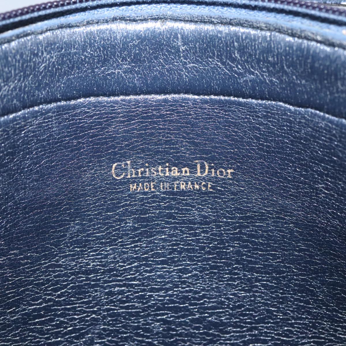 Christian Dior Trotter Canvas Shoulder Bag Navy Gold Auth ep6603