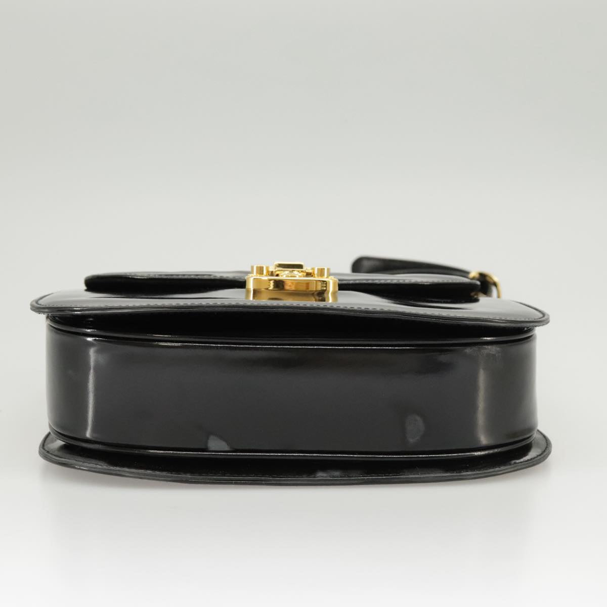 GUCCI Shoulder Bag Patent leather Black Gold Auth ep6618