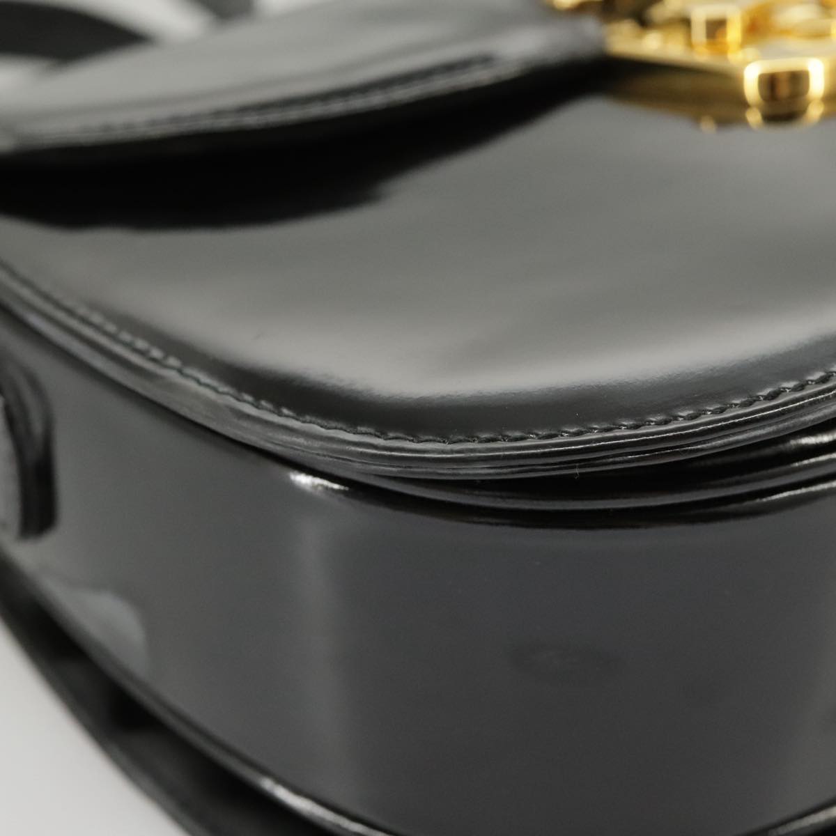 GUCCI Shoulder Bag Patent leather Black Gold Auth ep6618