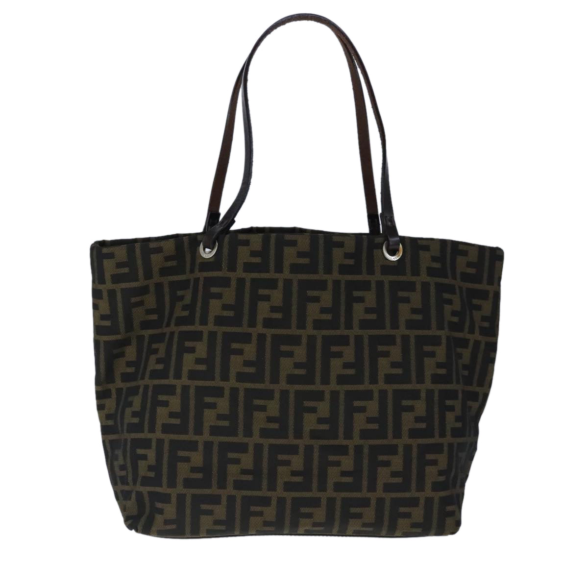 FENDI Zucca Canvas Tote Bag Brown Black Auth ep6620