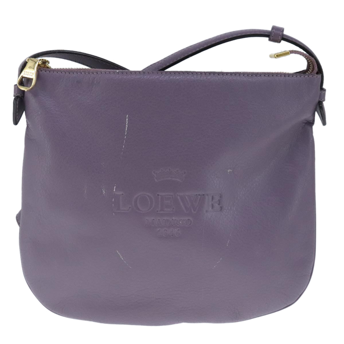 LOEWE Shoulder Bag Leather Purple Auth ep6631