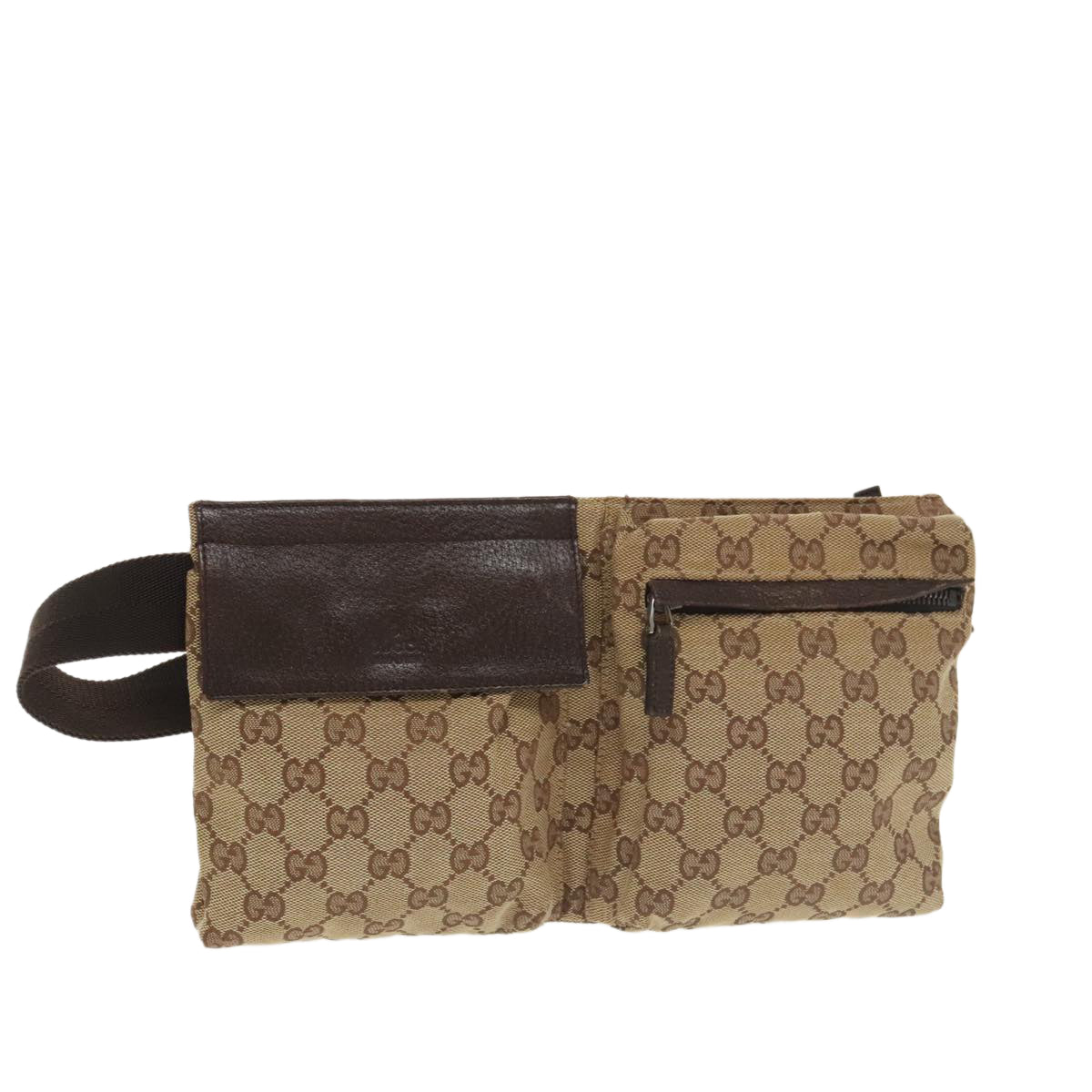 GUCCI GG Canvas Waist bag Beige Silver 28566 Auth ep6664