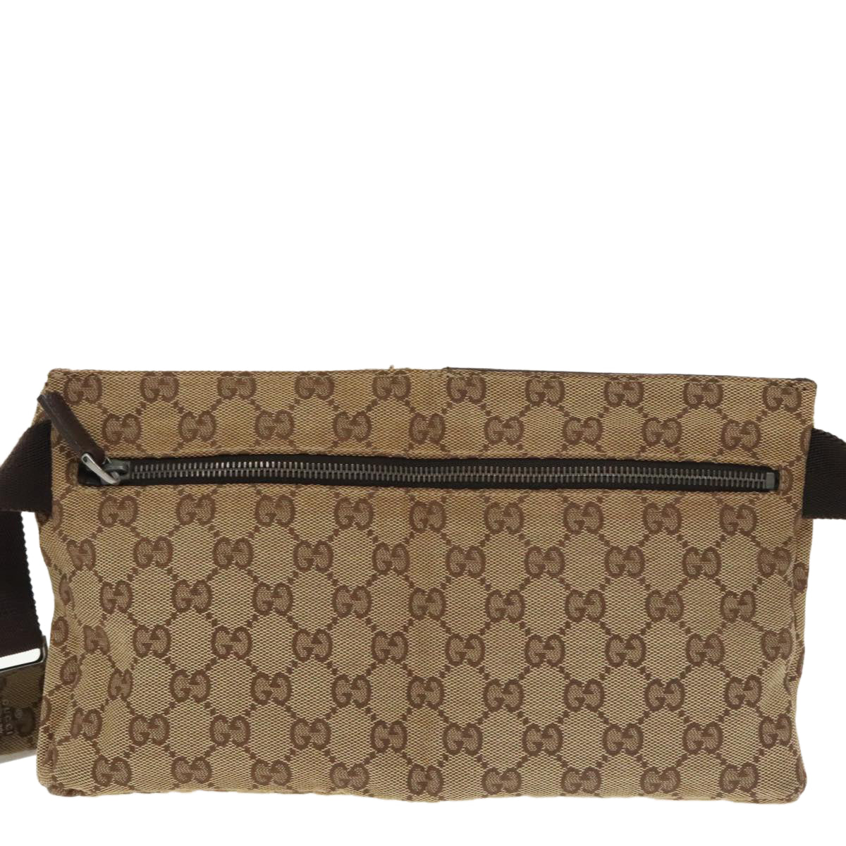 GUCCI GG Canvas Waist bag Beige Silver 28566 Auth ep6664