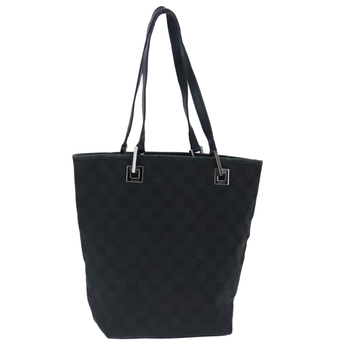 GUCCI GG Canvas Tote Bag Black Silver 31244 Auth ep6668