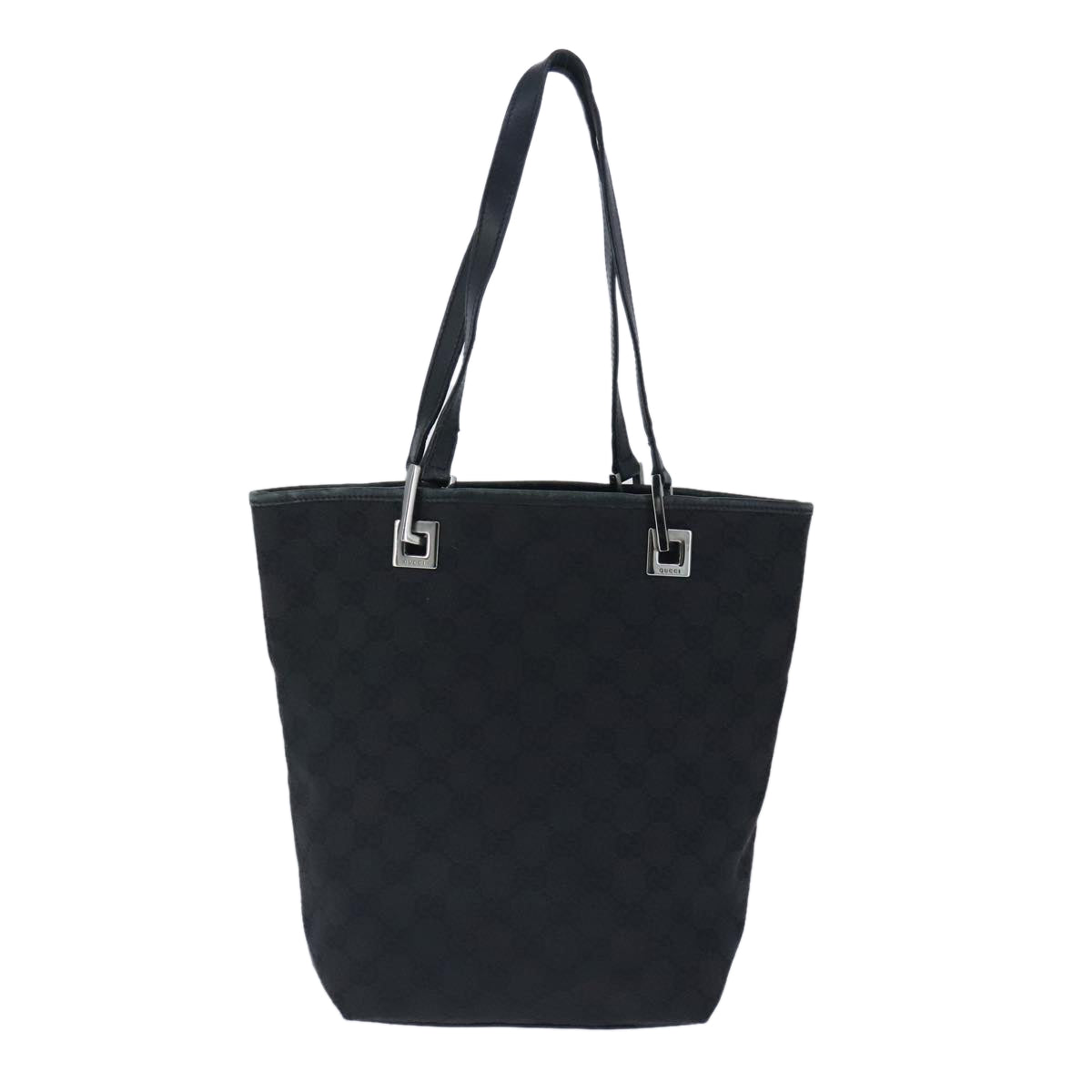 GUCCI GG Canvas Tote Bag Black Silver 31244 Auth ep6668