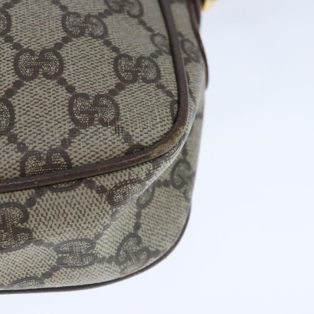 GUCCI GG Supreme Shoulder Bag PVC Leather Beige Auth ep6706