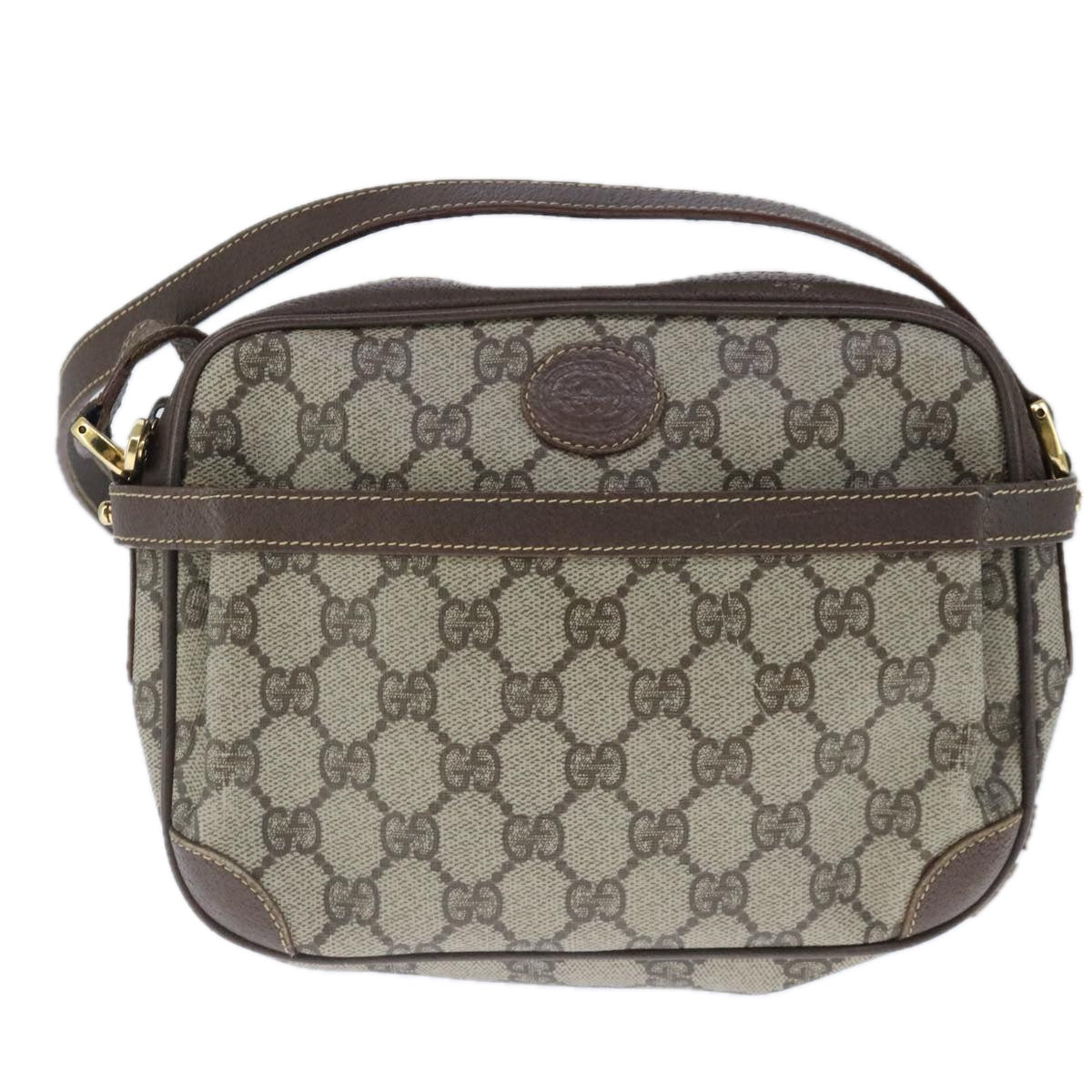 GUCCI GG Supreme Shoulder Bag PVC Leather Beige Auth ep6706