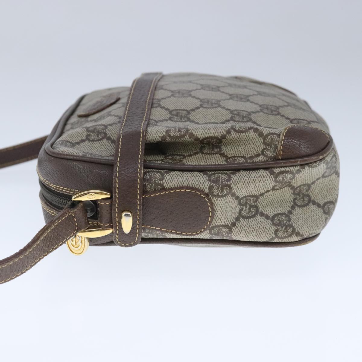 GUCCI GG Supreme Shoulder Bag PVC Leather Beige Auth ep6706
