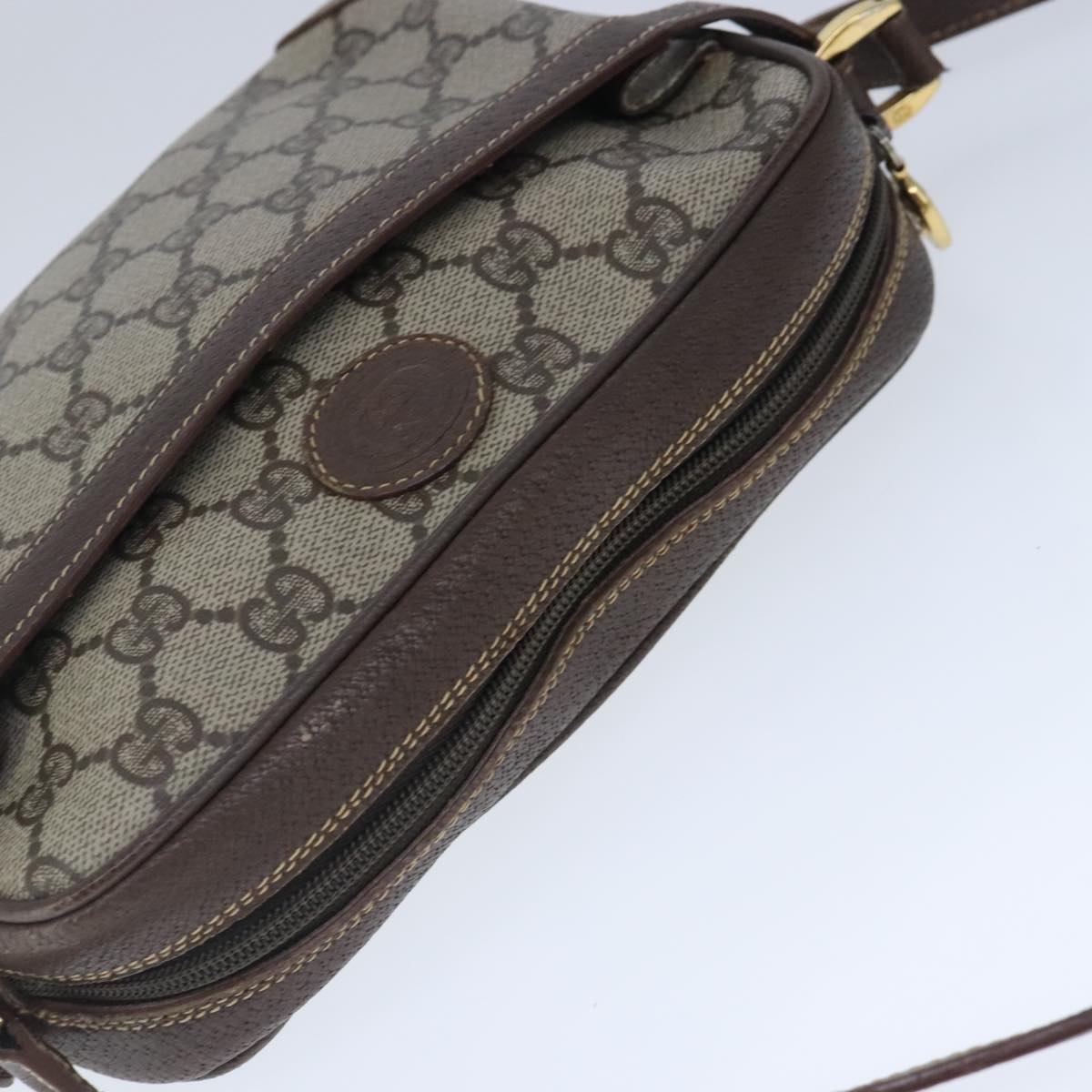 GUCCI GG Supreme Shoulder Bag PVC Leather Beige Auth ep6706