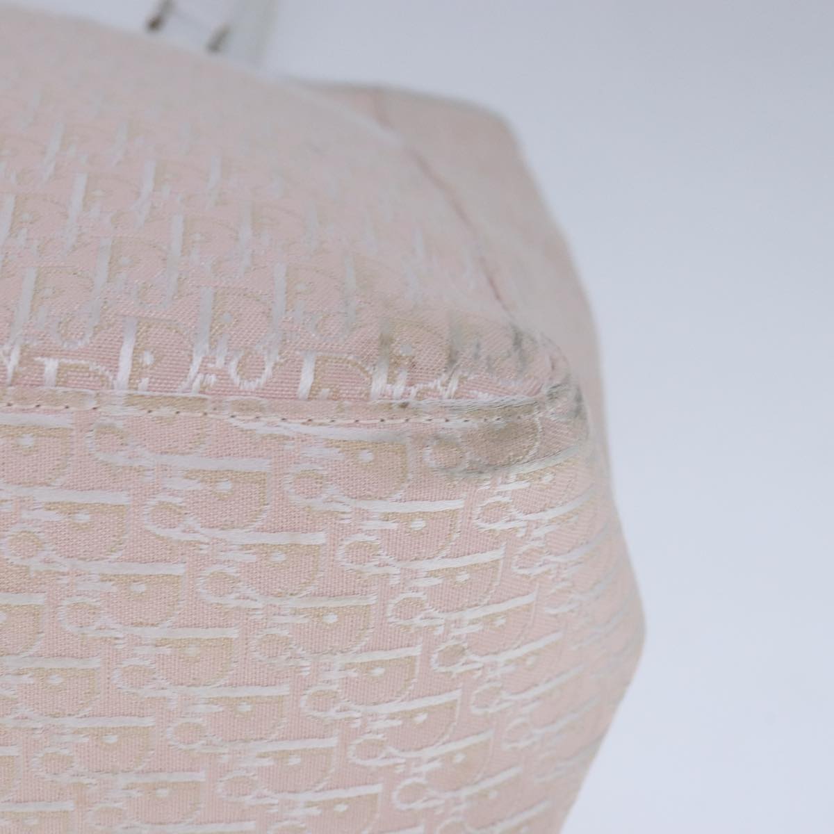 Christian Dior Trotter Canvas Tote Bag Pink Silver Auth ep6713