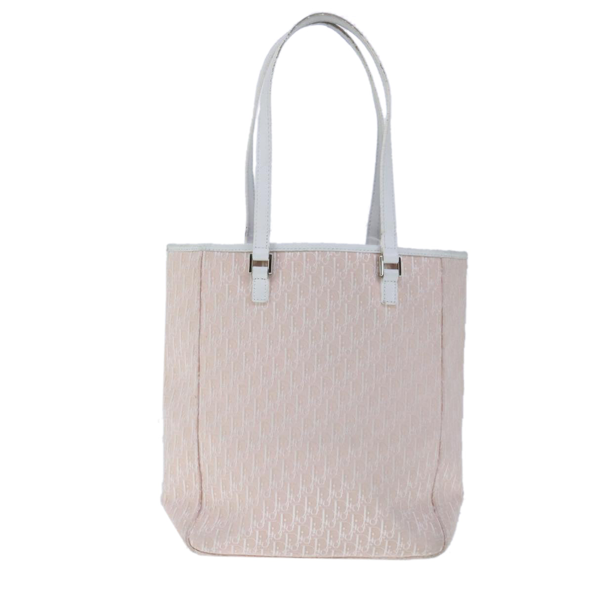 Christian Dior Trotter Canvas Tote Bag Pink Silver Auth ep6713