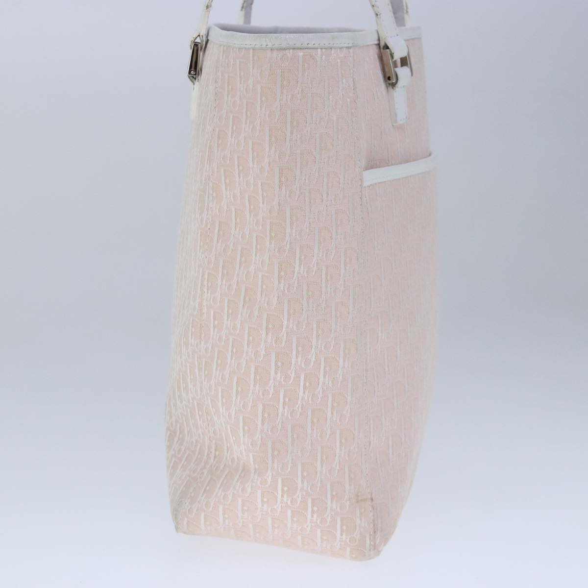 Christian Dior Trotter Canvas Tote Bag Pink Silver Auth ep6713
