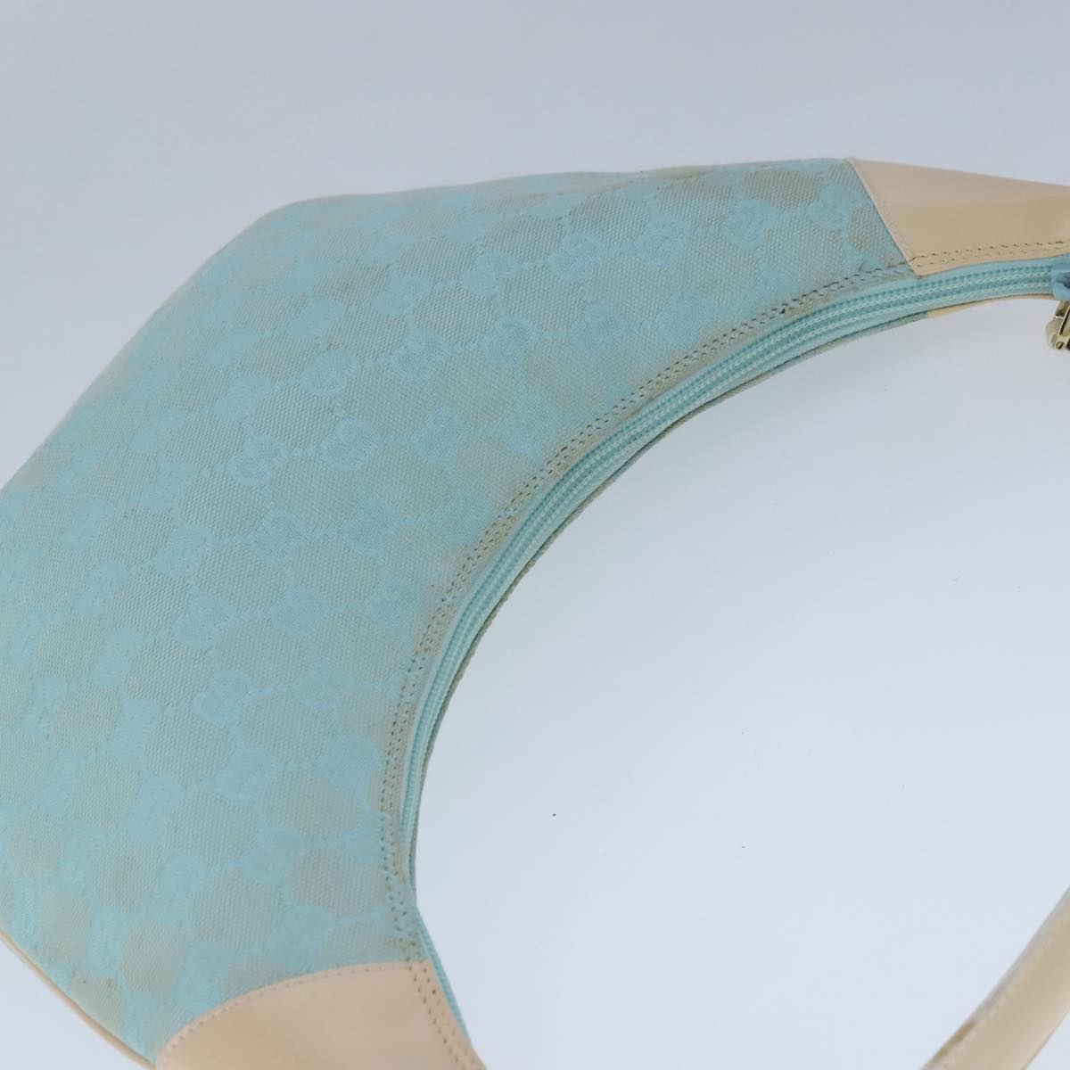 GUCCI GG Canvas Shoulder Bag Light Blue White Auth ep6725