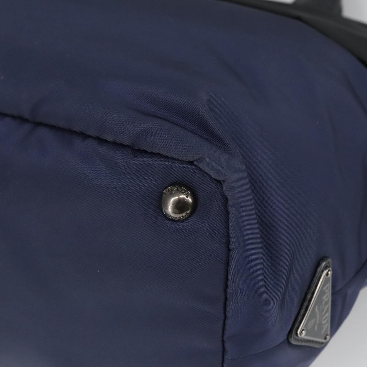 PRADA Hand Bag Nylon Navy Silver Auth ep6744