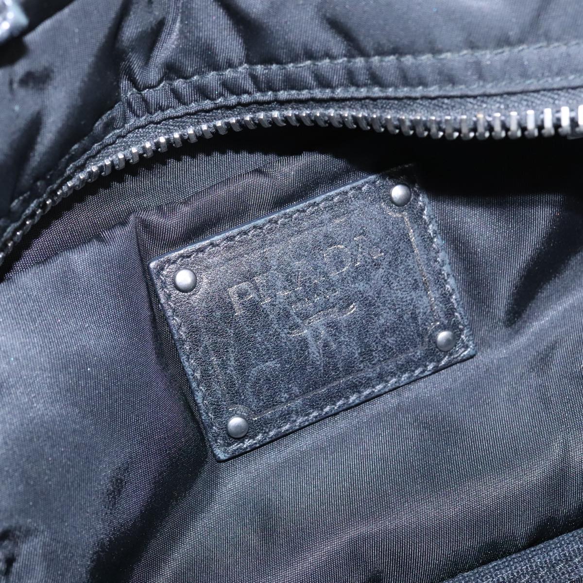 PRADA Hand Bag Nylon Navy Silver Auth ep6744