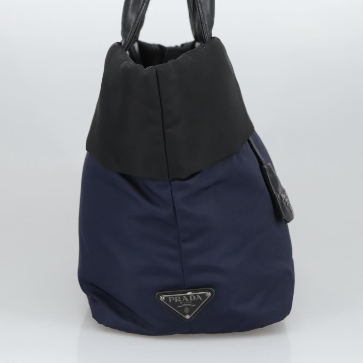 PRADA Hand Bag Nylon Navy Silver Auth ep6744