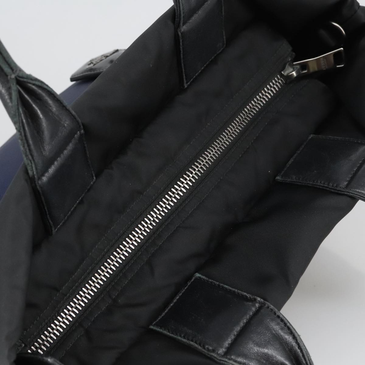 PRADA Hand Bag Nylon Navy Silver Auth ep6744