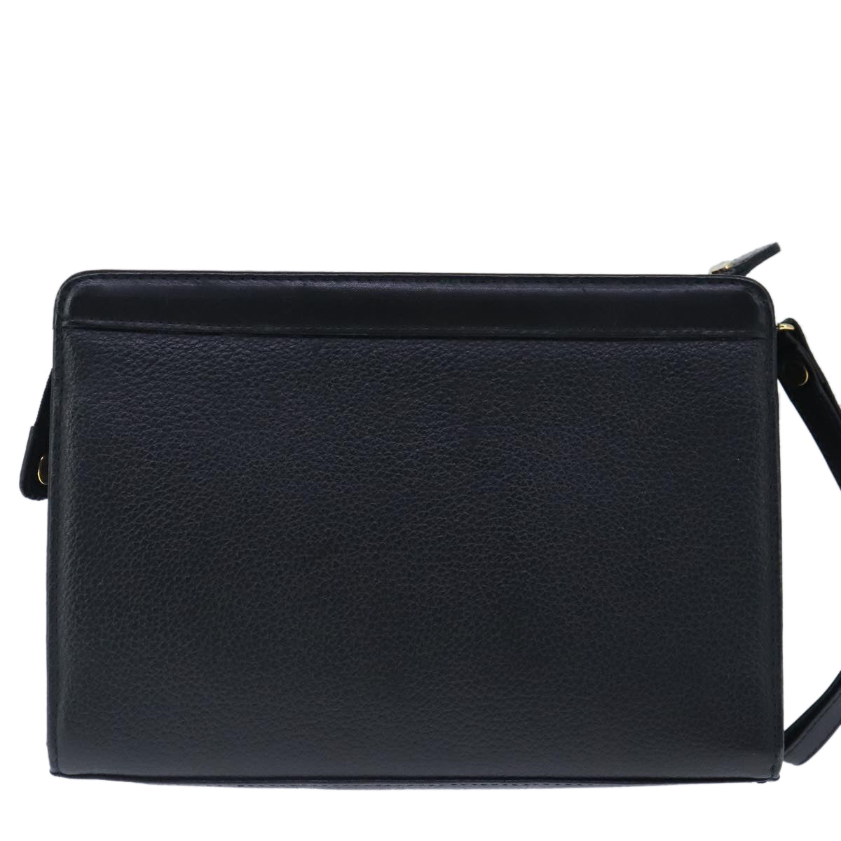 Burberrys Clutch Bag Leather Black Auth ep6752