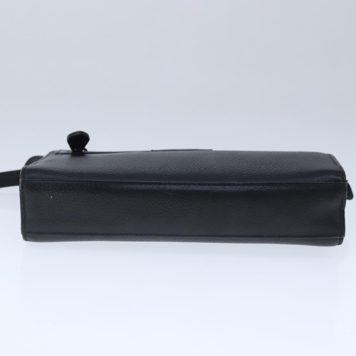 Burberrys Clutch Bag Leather Black Auth ep6752