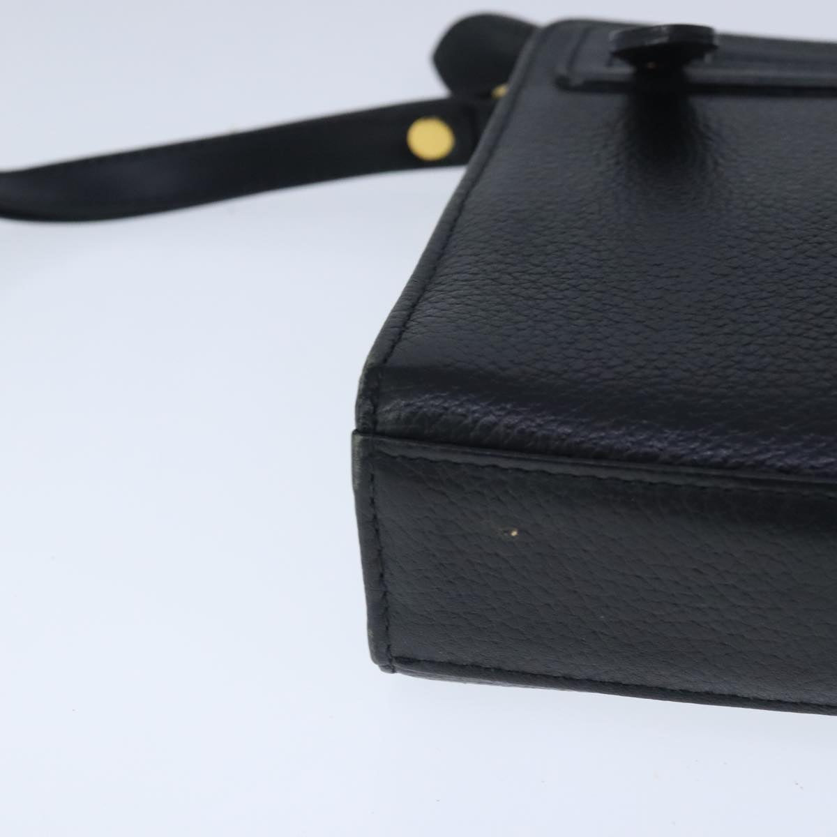 Burberrys Clutch Bag Leather Black Auth ep6752