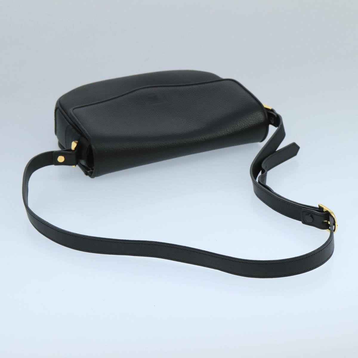 Burberrys Shoulder Bag Leather Black Gold Auth ep6820