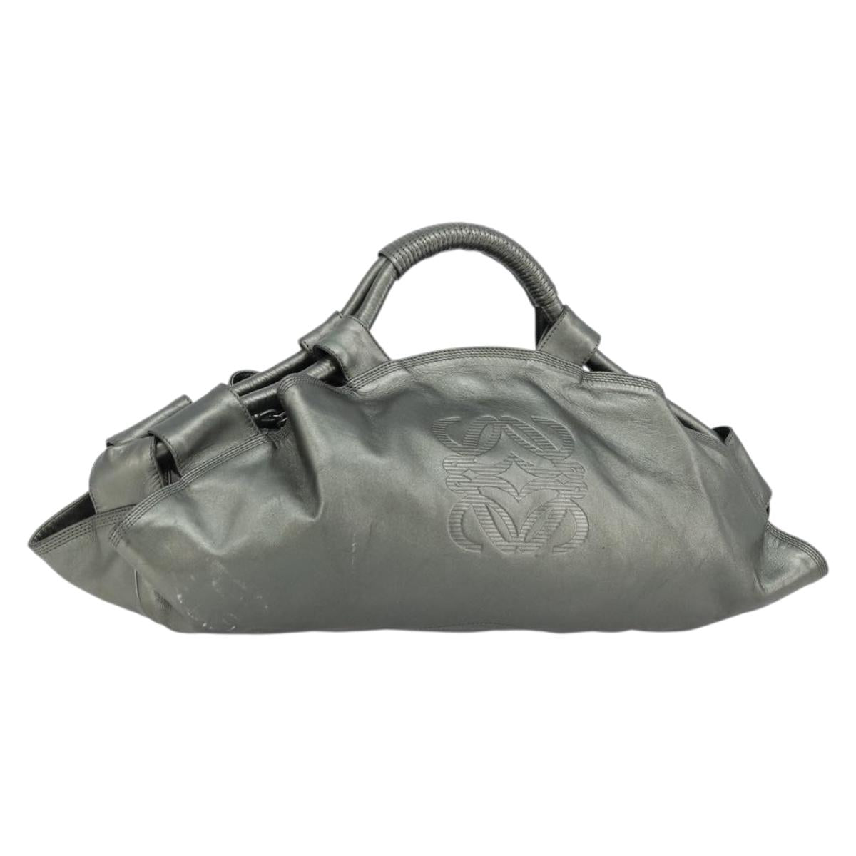 LOEWE Anagram Nappa Aire Hand Bag Leather Gunmetal Auth ep6842