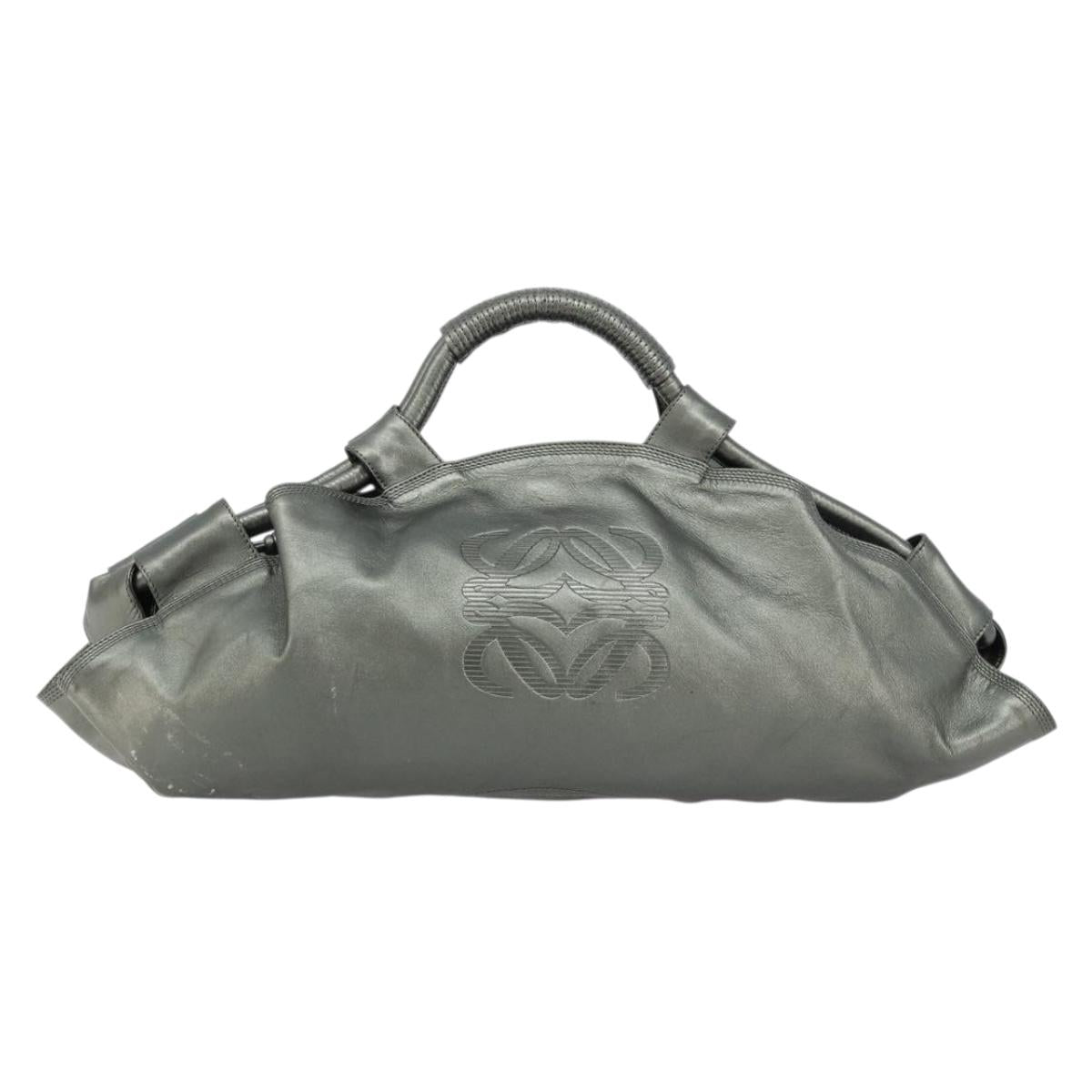 LOEWE Anagram Nappa Aire Hand Bag Leather Gunmetal Auth ep6842