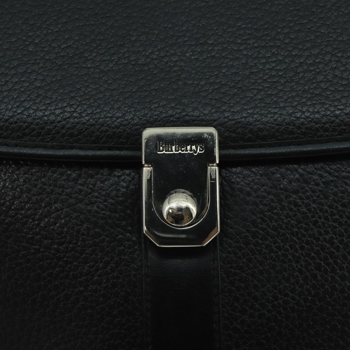 Burberrys Shoulder Bag Leather Black Silver Auth ep6871