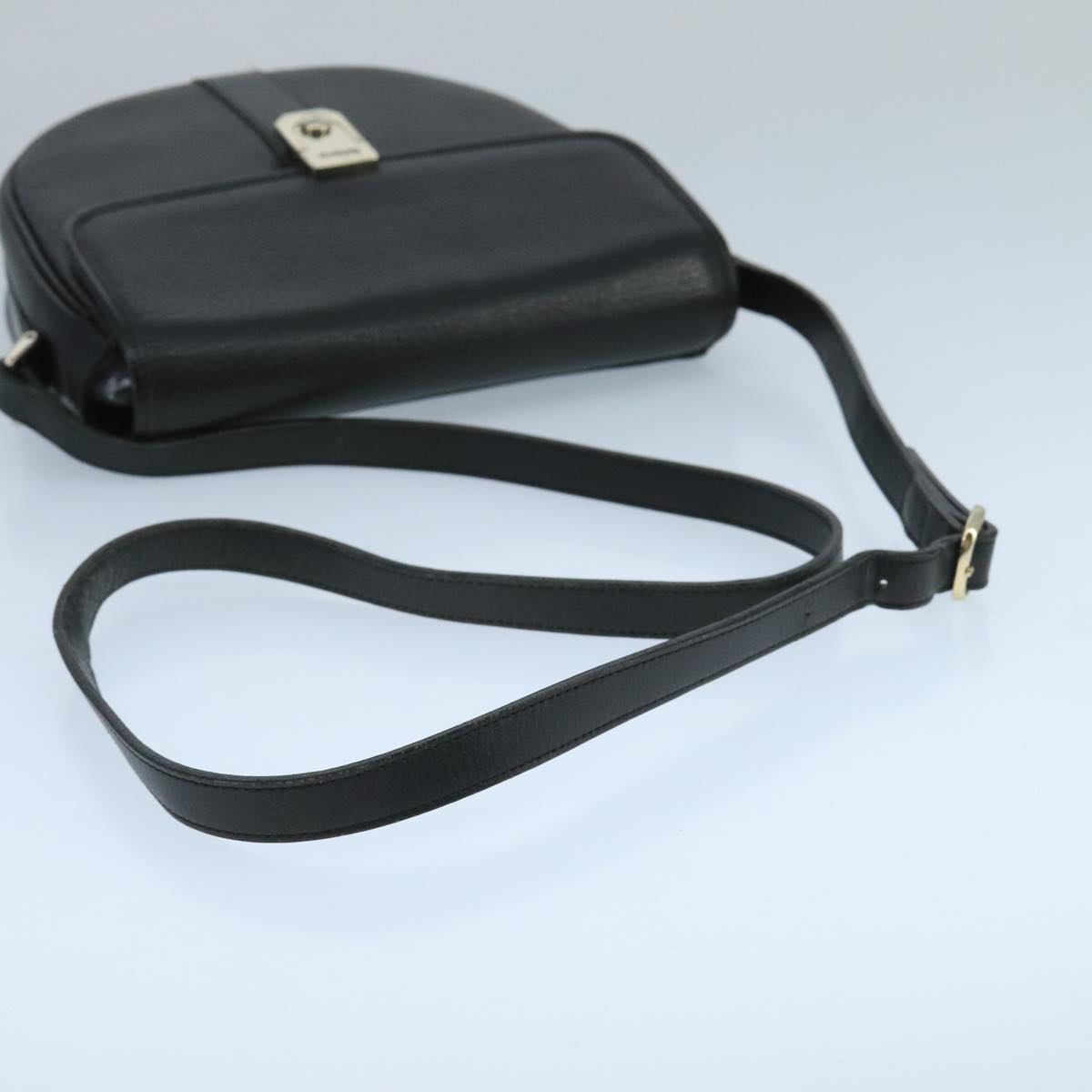 Burberrys Shoulder Bag Leather Black Silver Auth ep6871