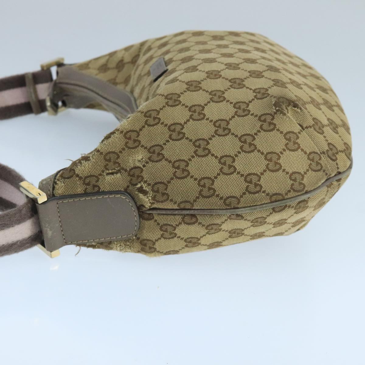 GUCCI Sherry Line GG Canvas Shoulder Bag Beige Gray pink 181092 Auth ep6891