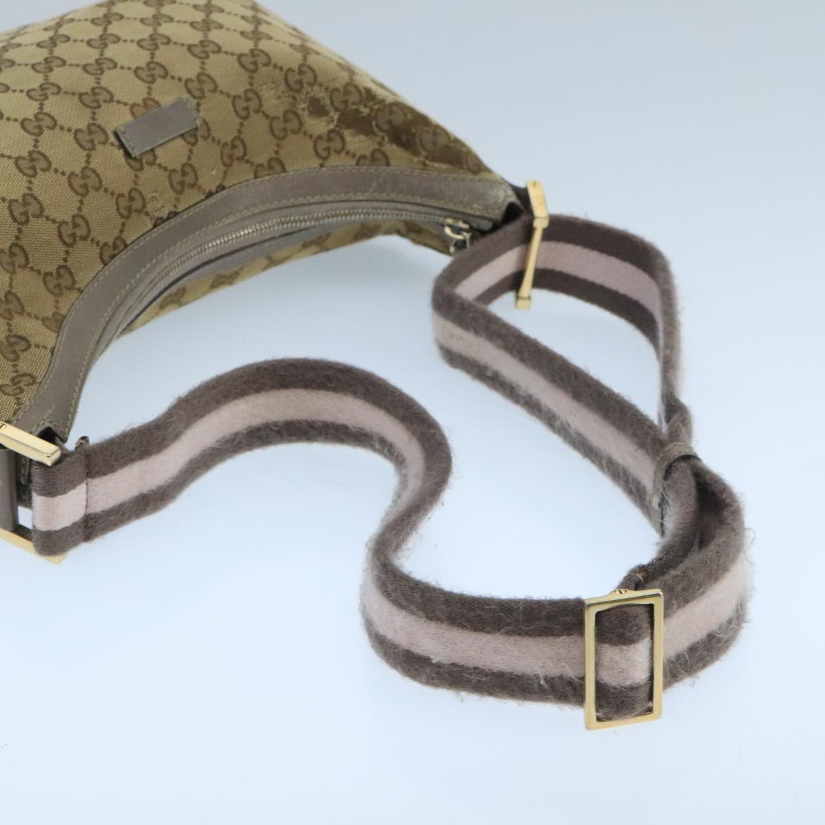 GUCCI Sherry Line GG Canvas Shoulder Bag Beige Gray pink 181092 Auth ep6891