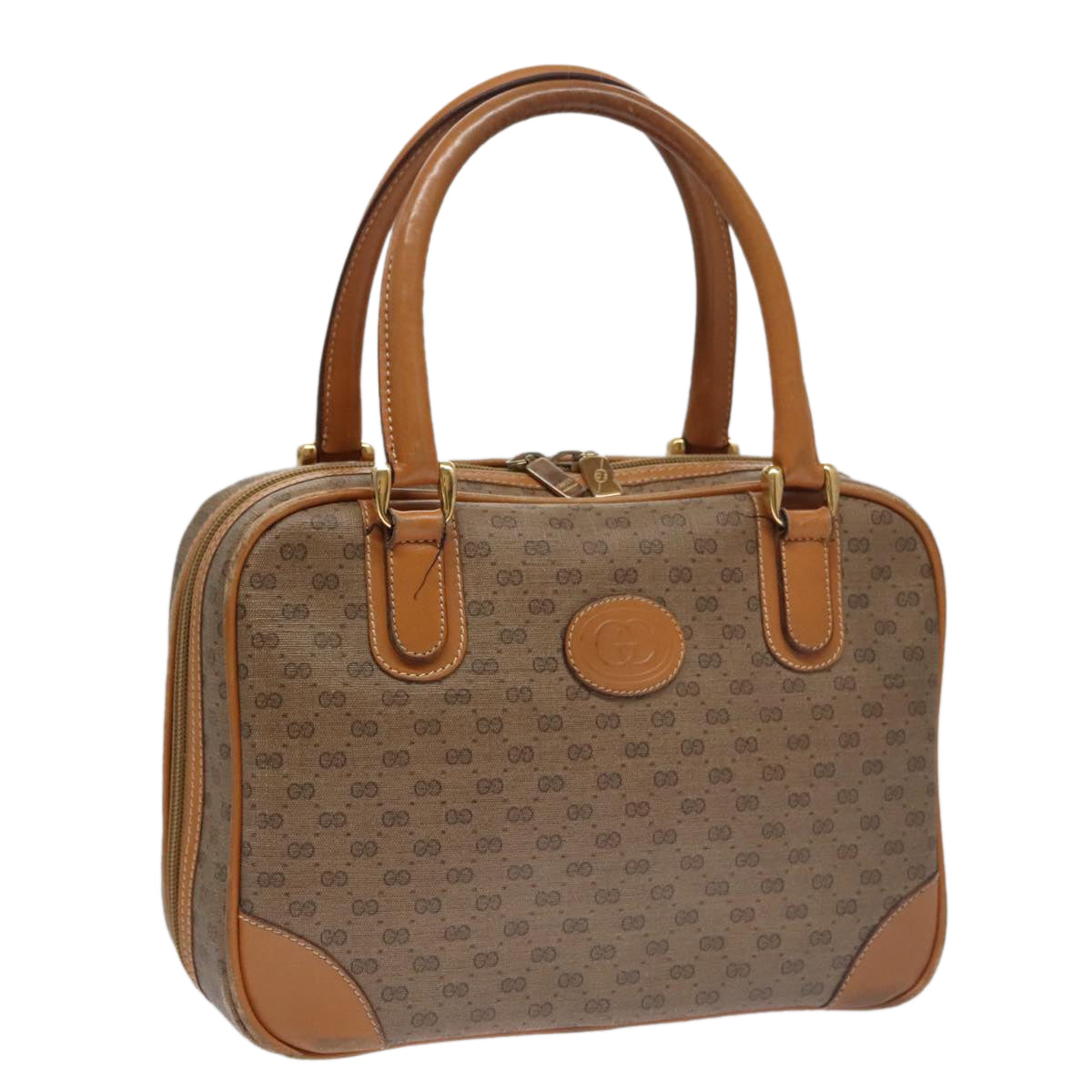 GUCCI Micro GG Supreme Hand Bag PVC Leather Beige Gold Auth ep6917