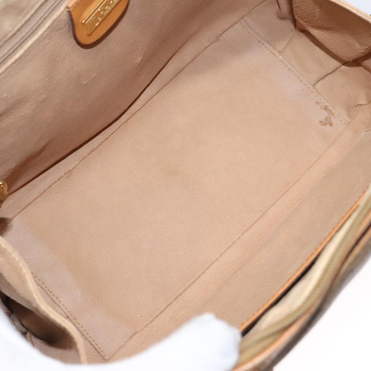 GUCCI Micro GG Supreme Hand Bag PVC Leather Beige Gold Auth ep6917